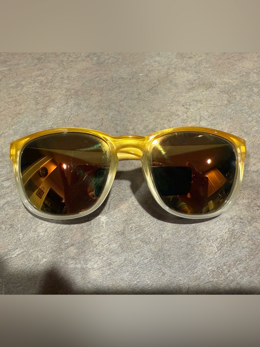 SUNCLOUD Yellow to Clear Gradient Sunglasses with Brown Mirrored Lenses